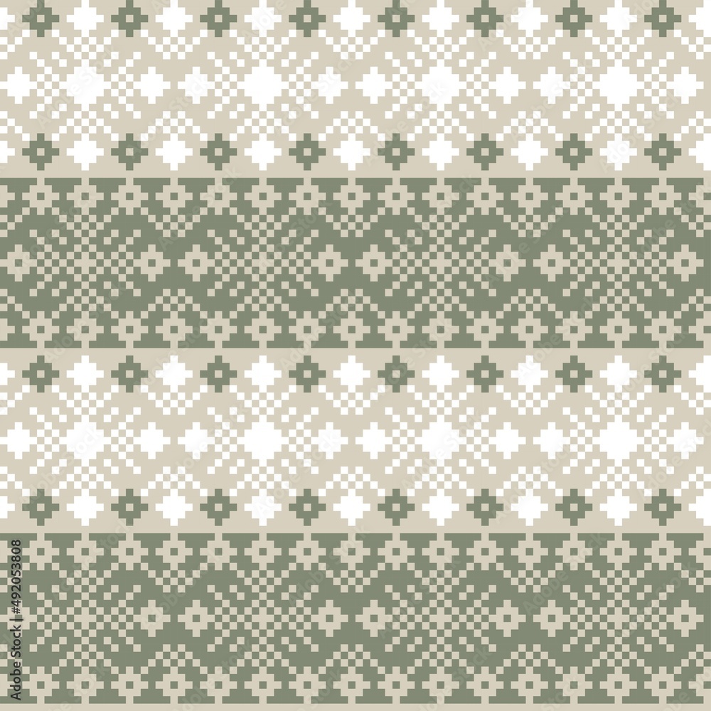 Snowflakes Fair Isle Seamless Pattern Design Snowflakes Fair Isle Seamless Pattern Design