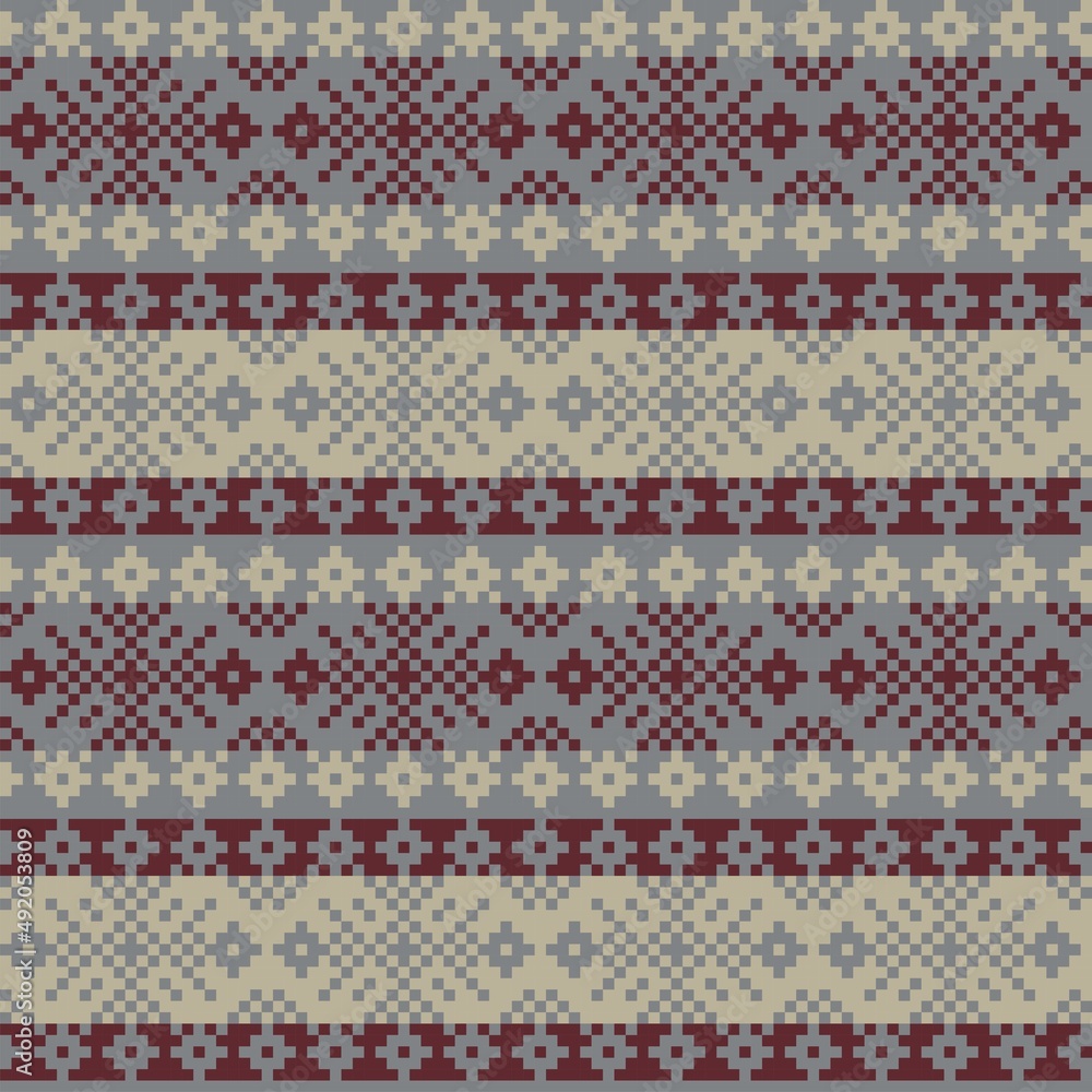 Snowflakes Fair Isle Seamless Pattern Design Snowflakes Fair Isle Seamless Pattern Design