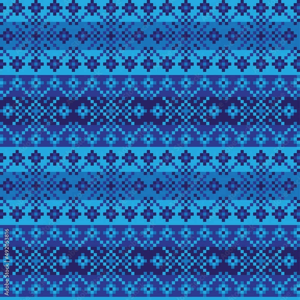 Snowflakes Fair Isle Seamless Pattern Design Snowflakes Fair Isle Seamless Pattern Design