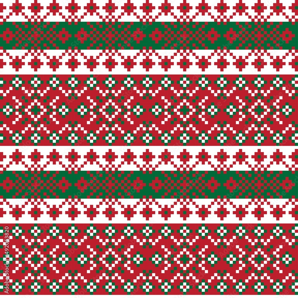 Snowflakes Fair Isle Seamless Pattern Design Snowflakes Fair Isle Seamless Pattern Design