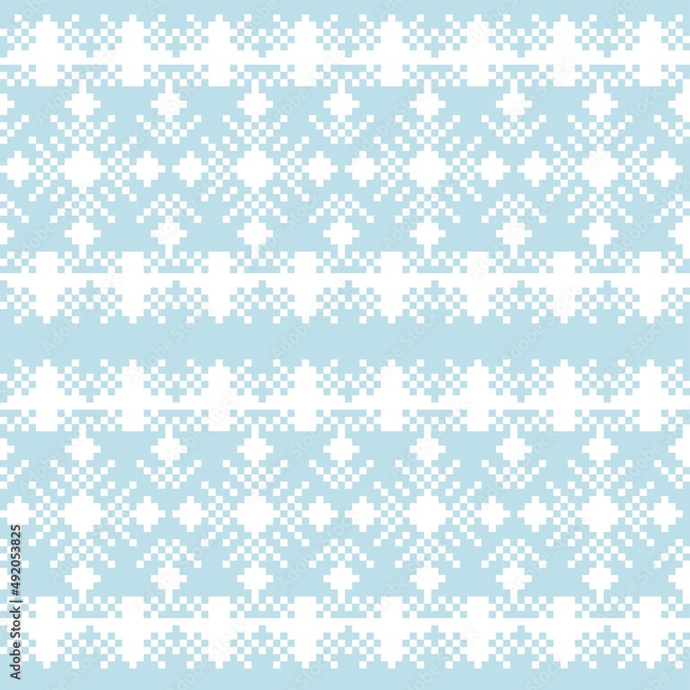 Snowflakes Fair Isle Seamless Pattern Design Snowflakes Fair Isle Seamless Pattern Design