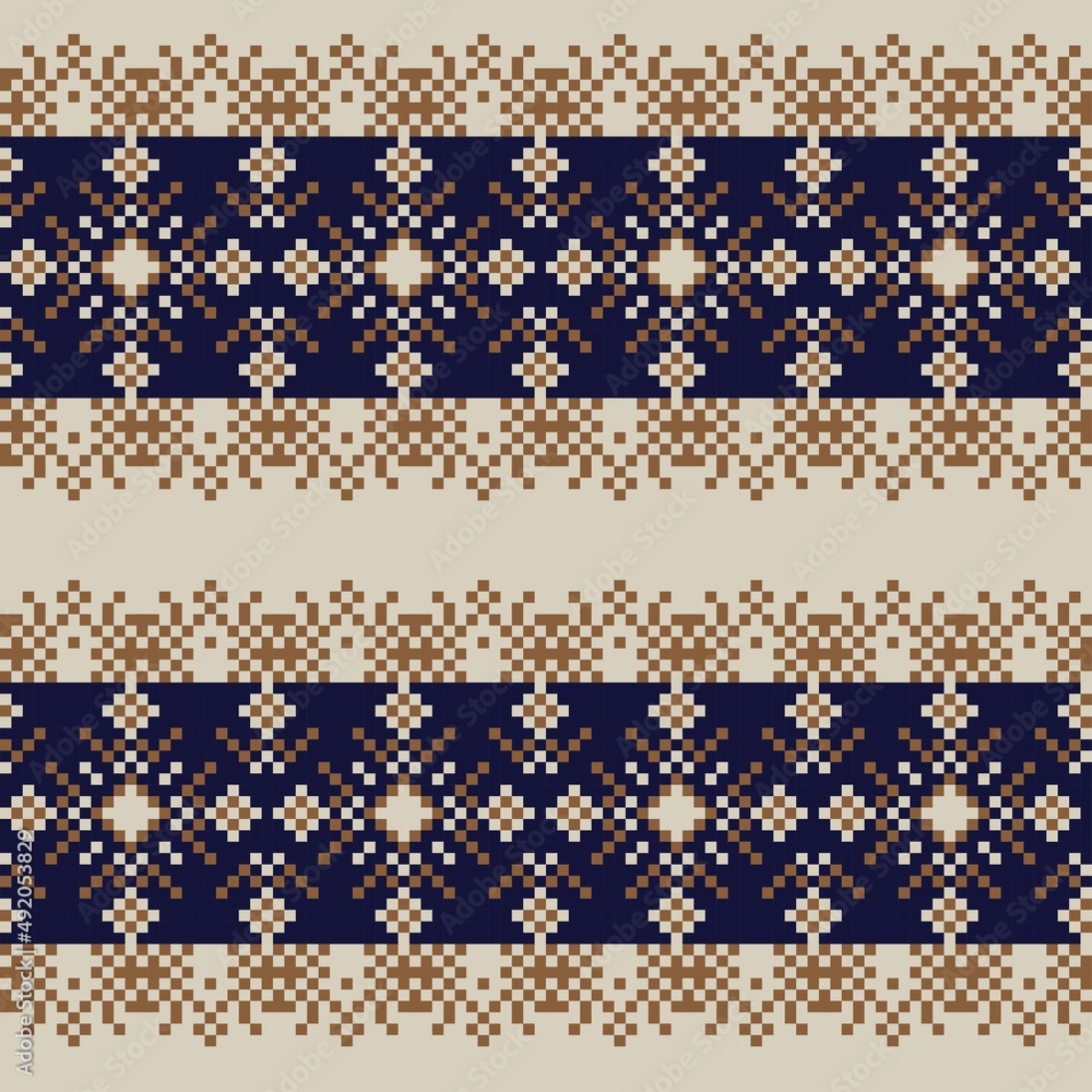 Snowflakes Fair Isle Seamless Pattern Design Snowflakes Fair Isle Seamless Pattern Design