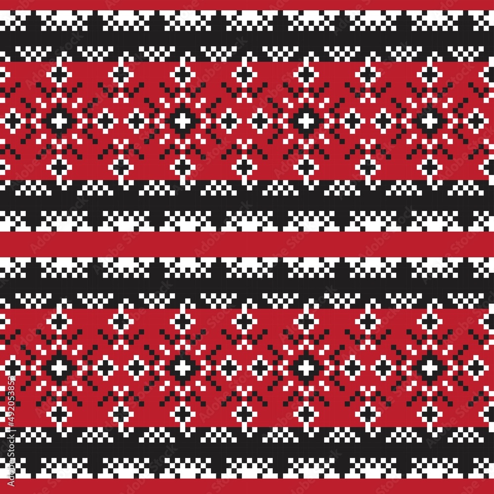 Snowflakes Fair Isle Seamless Pattern Design Snowflakes Fair Isle Seamless Pattern Design