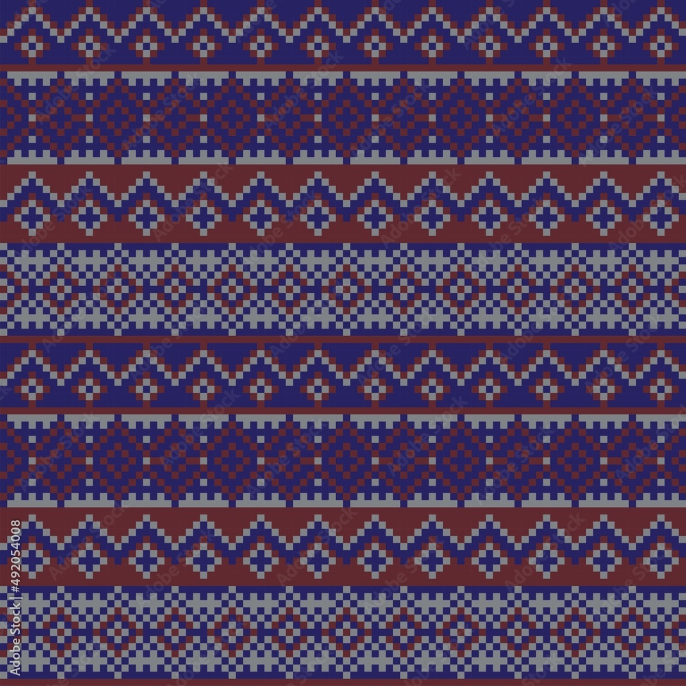 Snowflakes Fair Isle Seamless Pattern Design Snowflakes Fair Isle Seamless Pattern Design