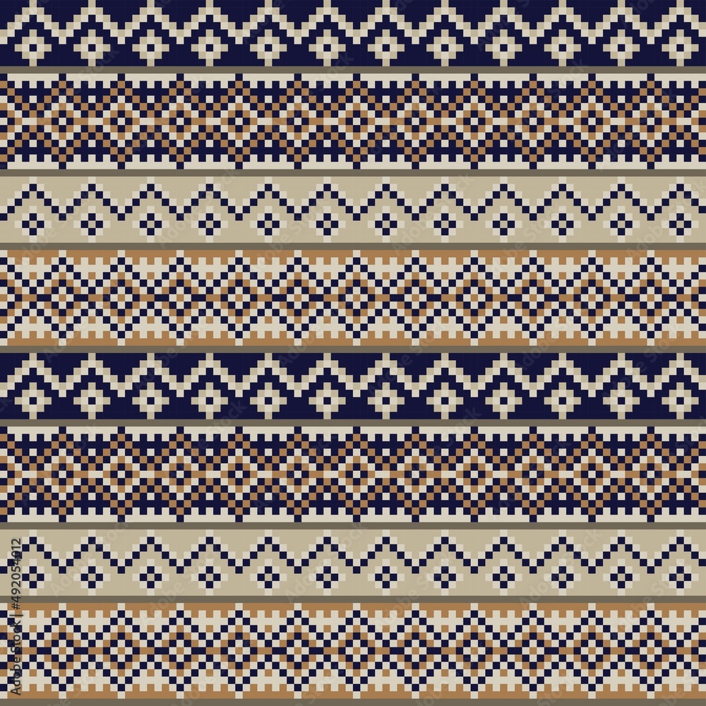Snowflakes Fair Isle Seamless Pattern Design Snowflakes Fair Isle Seamless Pattern Design