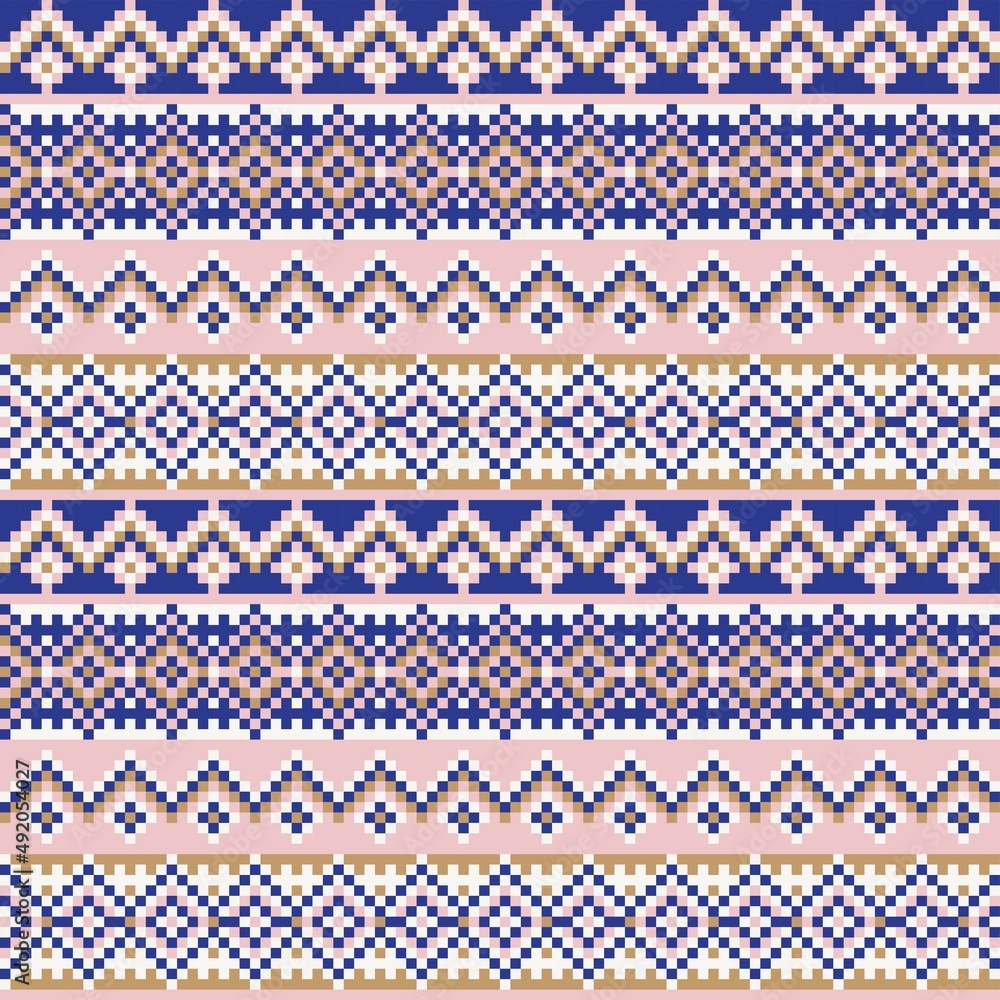 Snowflakes Fair Isle Seamless Pattern Design Snowflakes Fair Isle Seamless Pattern Design