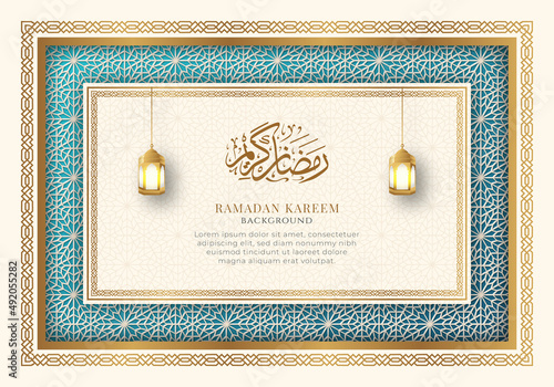 RAMADAN KAREEM Islamic Luxury Ornament Border Frame Arabesque Pattern Background