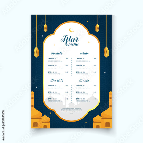 fully editable Ramadan Iftar menu card template vector for restaurant