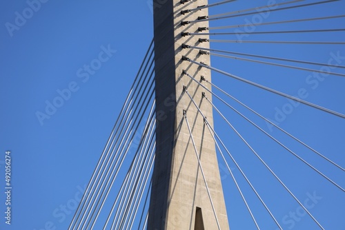 Fototapeta Naklejka Na Ścianę i Meble -  Cable stayed bridge pylon