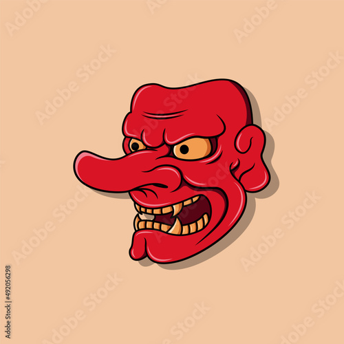 Japanese tengu mask, Vector illustration eps.10