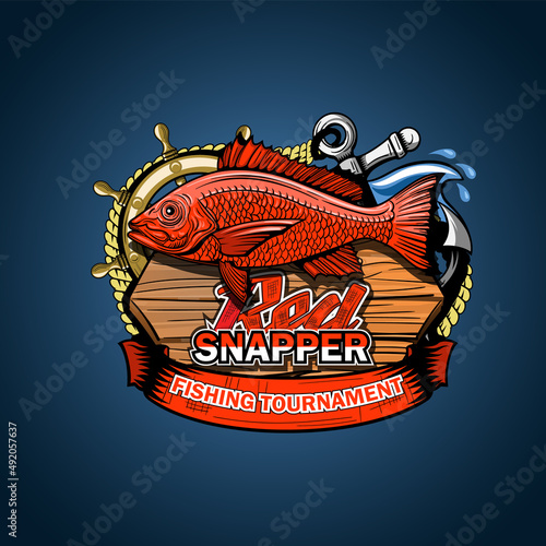 Logo or illustration for a fisherman team or shop with Red Snapper inscription.