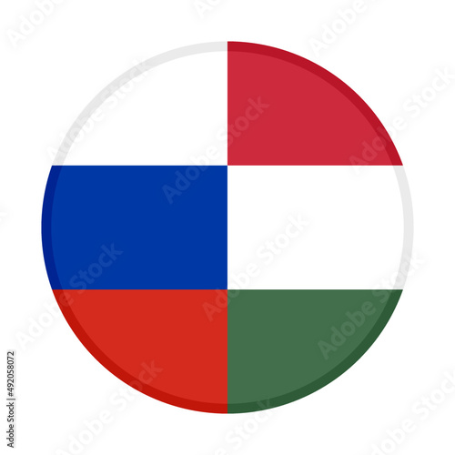 round icon with russia and hungary flags. vector illustration isolated on white background