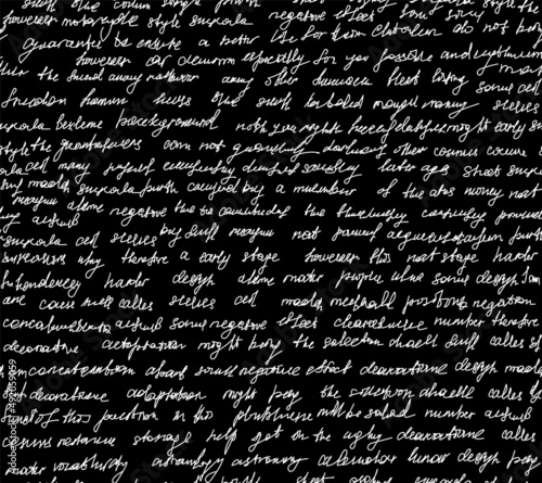 Abstract vector seamless pattern with handwritten unreadable letters, "chalk writings on blackboard" effect