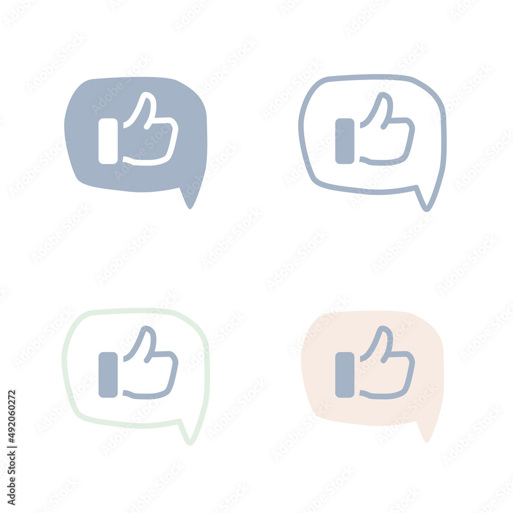 Like speech bubble icons set, thumb up Like speech bubble icons set, thumb up
