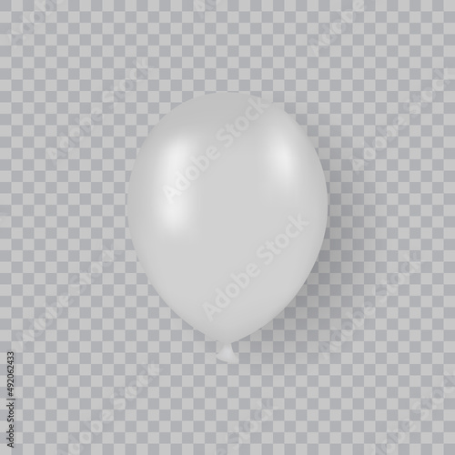 Realistic Mockup White Balloon on Transparent Background. Single 3d Grey Air Ball. Round Ballon Mock Up for Birthday, Party, Anniversary, Festive. Isolated Vector Illustration