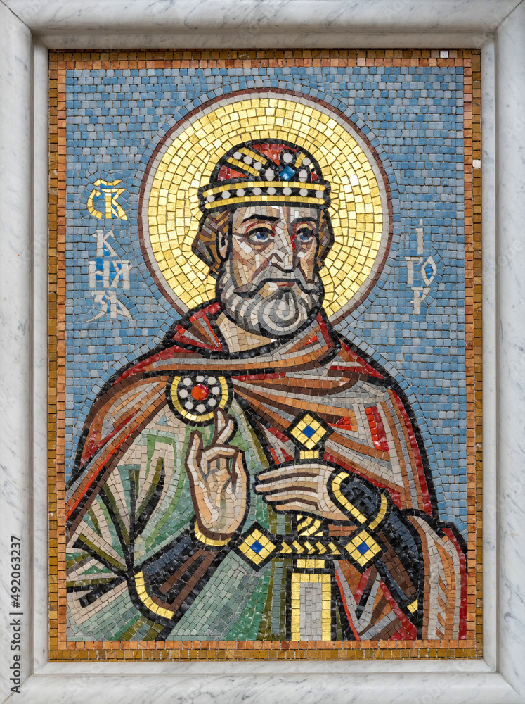 Mosaic icon of the Holy Prince Igor of Kiev and Chernigov