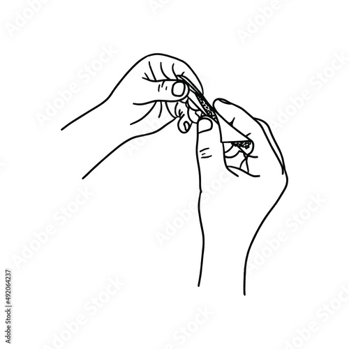Vector illustration of hands rolling a joint. Rolling marijuana joint with two hands and paper.