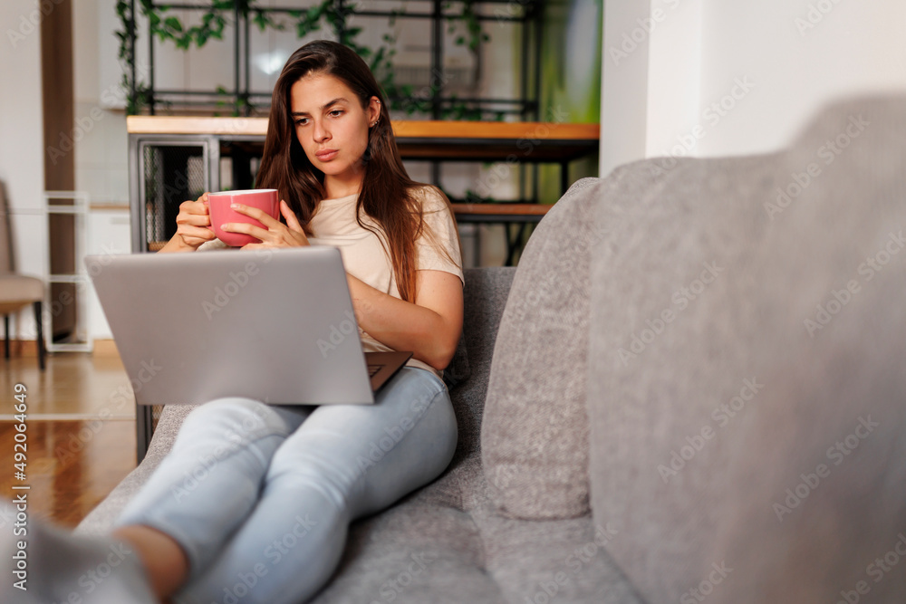 Woman taking an online course