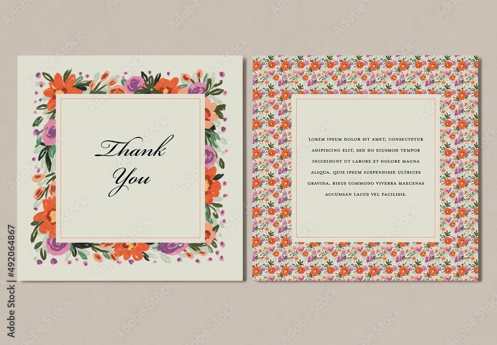 Floral Design Thank You Card Stock Template | Adobe Stock