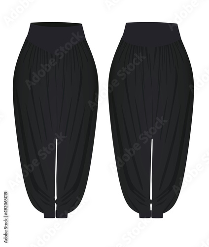 Black harem pants. vector illustration