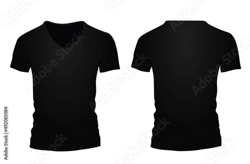 Black  v neck t shirt. vector illustration