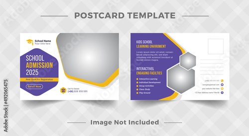 School Admission postcard design template