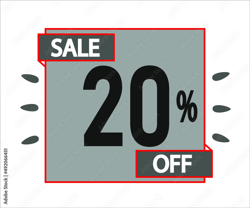 20% off purchase. Gray sticker with offer message. 20% off purchase. Gray sticker with offer message.