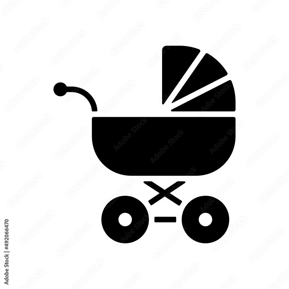 Stroller baby, carriage vector glyph icon Stroller baby, carriage vector glyph icon