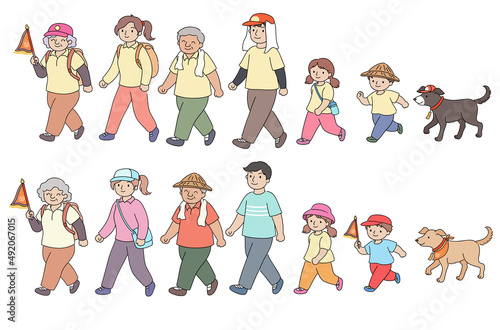 A group of people are going to a religious event