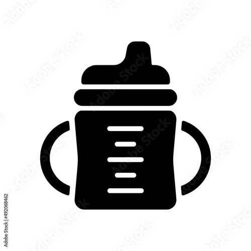 Toddler sippy cup vector glyph icon