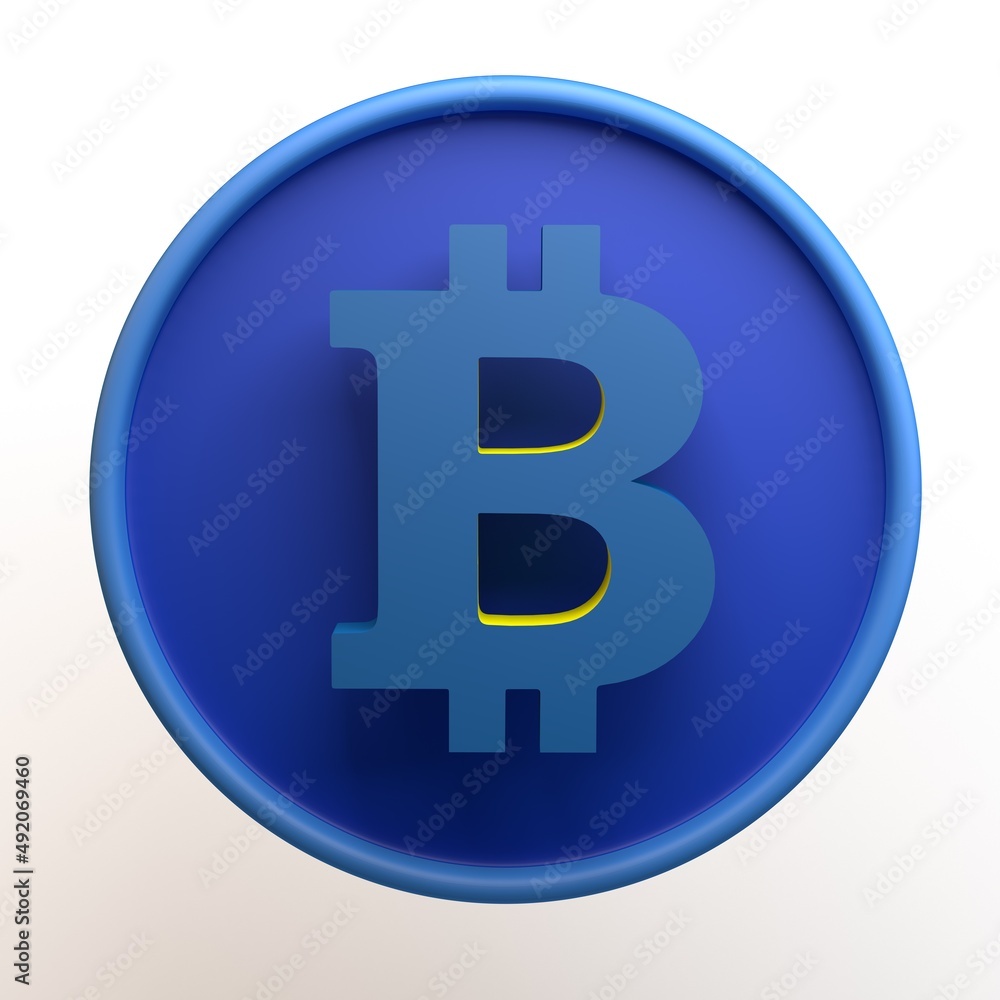Investment icon with bitcoin symbol isolated on white background. App. 3D illustration. Investment icon with bitcoin symbol isolated on white background. App. 3D illustration.