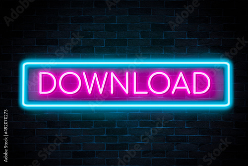 Download neon banner, light signboard.