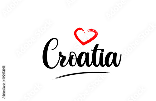 Wallpaper Mural Croatia country name with red love heart and black text Torontodigital.ca