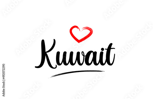 Wallpaper Mural Kuwait country name with red love heart and black text Torontodigital.ca