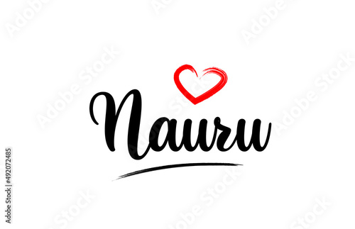 Wallpaper Mural Nauru country name with red love heart and black text Torontodigital.ca