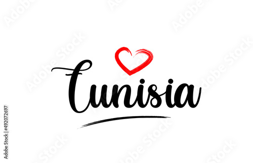 Wallpaper Mural Tunisia country name with red love heart and black text Torontodigital.ca