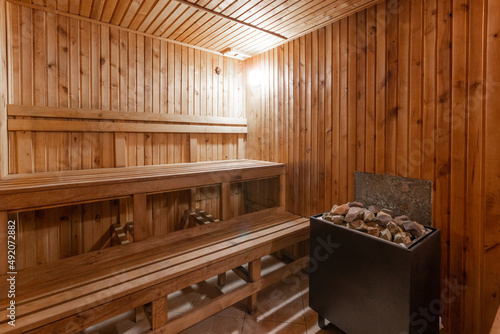 Obraz na plátne interior of empty dry finnish and russian sauna bath