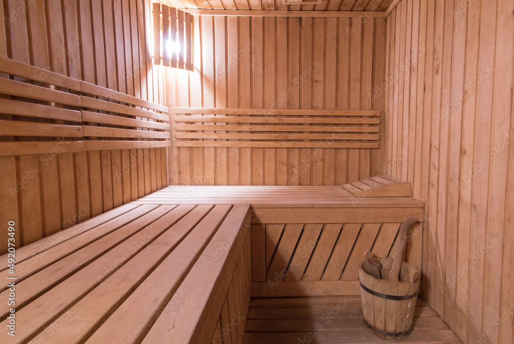 interior of empty dry finnish and russian sauna bath Stock Photo | Adobe  Stock