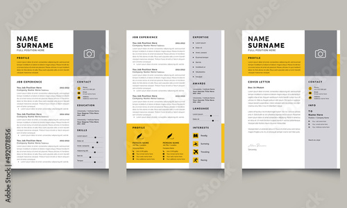 Resume Layout with Professional Resume Template 100% Editable  Design Yellow Accents