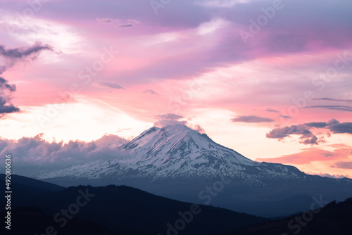 sunset over Mount Adams