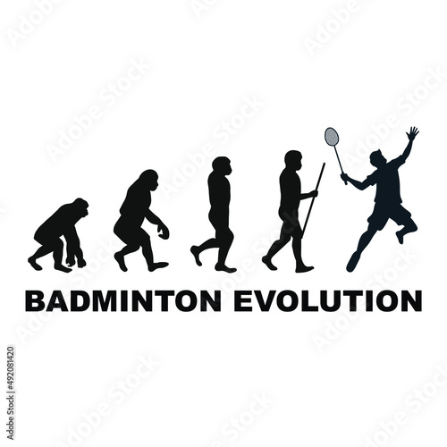 silhouettes of people. evolution of badminton