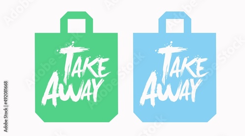 Take Away Bags Icon Set. Vector isolated flat editable illustration set