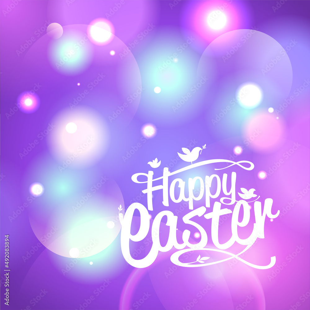 Happy Easter lettering card or poster vector template