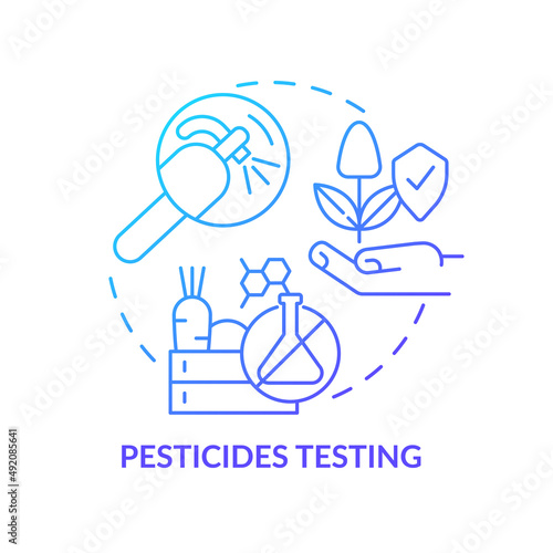 Pesticides testing blue gradient concept icon. Food testing service abstract idea thin line illustration. Detecting toxic substances. Isolated outline drawing. Myriad Pro-Bold font used