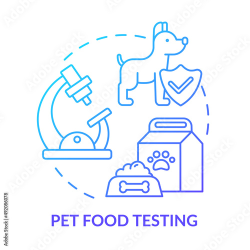 Pet food testing blue gradient concept icon. Expertise in food market abstract idea thin line illustration. Pathogen test. Nutritional analysis. Isolated outline drawing. Myriad Pro-Bold font used