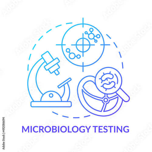 Microbiology testing blue gradient concept icon. Food samples evaluation abstract idea thin line illustration. Detecting foodborne germs. Isolated outline drawing. Myriad Pro-Bold font used