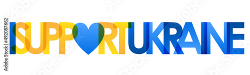 I SUPPORT UKRAINE vector typography banner in Ukraine flag colors