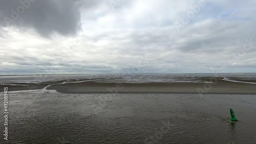 Bird fly up from the beach on the island of Ameland photo