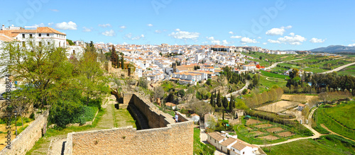 Vista panorámica de Ronda con las murallas. Turismo en Ronda provincia de Málaga, Andalucía España.  photo