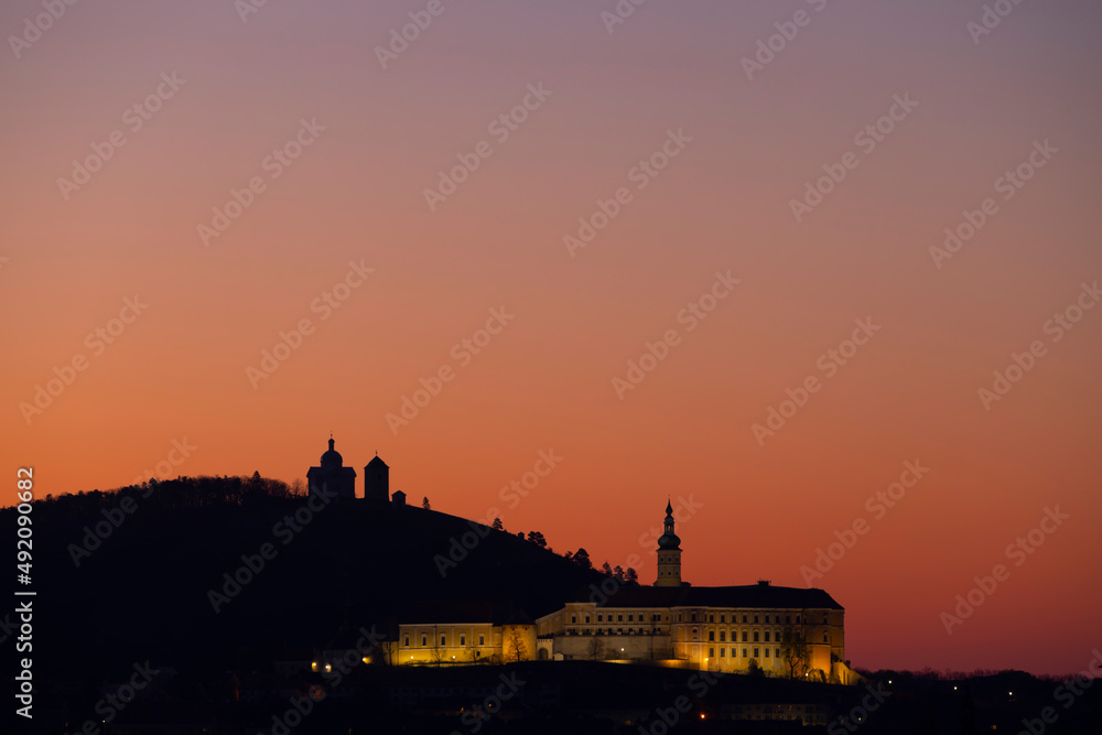 Mikulov castle and Holy hill, South Moravia, Czech Republic Mikulov castle and Holy hill, South Moravia, Czech Republic
